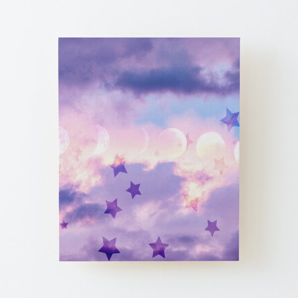 Moon Stars Wood Mounted Print