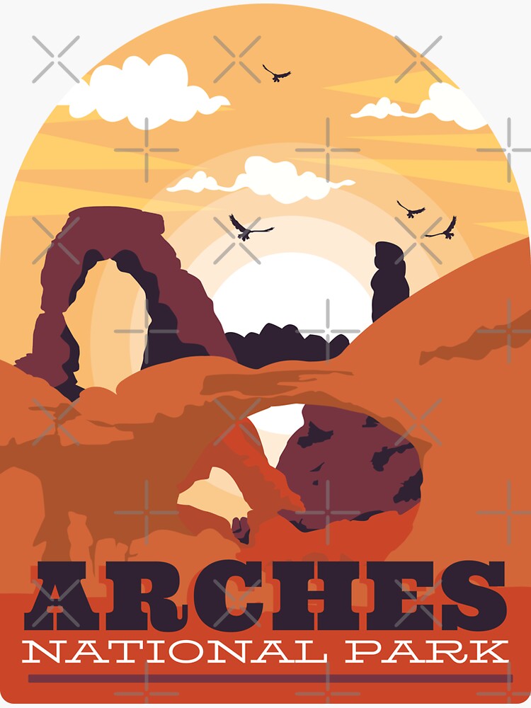 Thumbnail 3 of 3, Sticker, Arches National Park in Utah designed and sold by CoolSilhouettes.