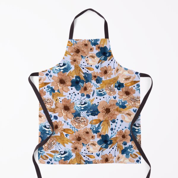 Item preview, Loose sienna and indigo watercolor flowers designed and sold by CrisBanana.