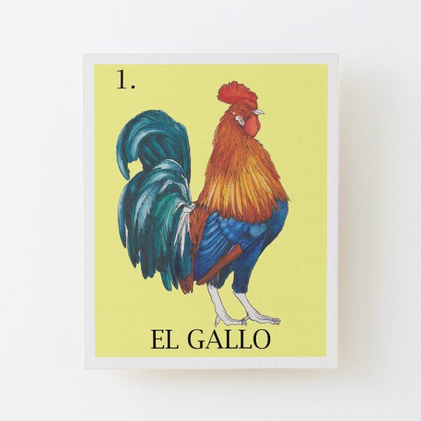 El Gallo (The Rooster) Loteria Card Wood Mounted Print