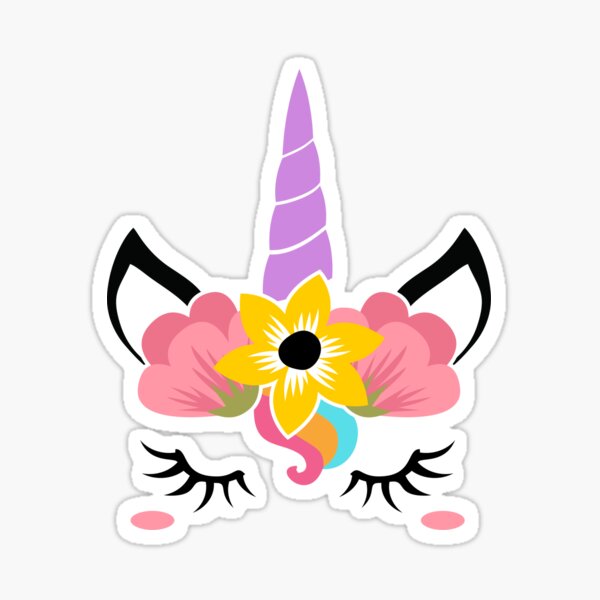 Cute Unicorn Eyes And Flower Beautiful Unicorn Eyes Sticker For Sale