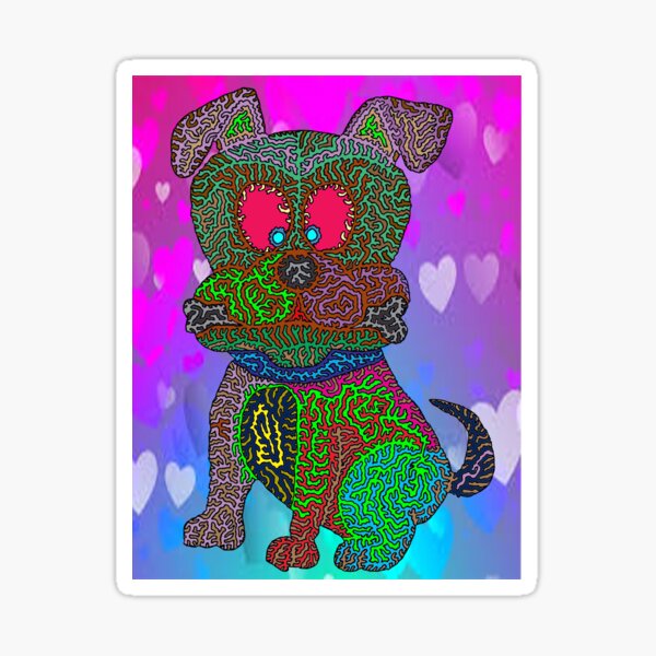 Item preview, Psychedelic Puppy with a Heart Background designed and sold by Maxwell Nightser.