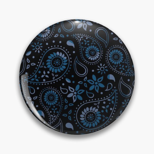 Artikelvorschau, Wunderschönes Paisley-Blumenmuster - Blautöne auf Schwarz entworfen und verkauft von GDCdesigns.