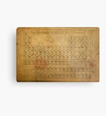 Periodic Table of the Elements Vintage Chart on Worn Stained Distressed Canvas Metal Print