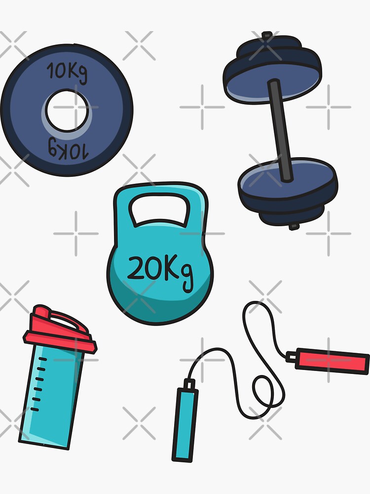 Gym Essentials Shaker, Kettlebell, Dumbbells, rope Sticker for Sale by  AYZY art