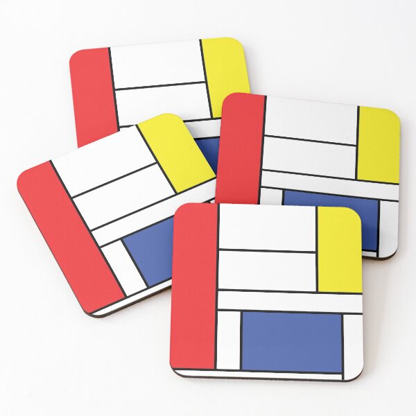 Piet Mondrian Composition Inspired Art 1 Coasters (Set of 4)