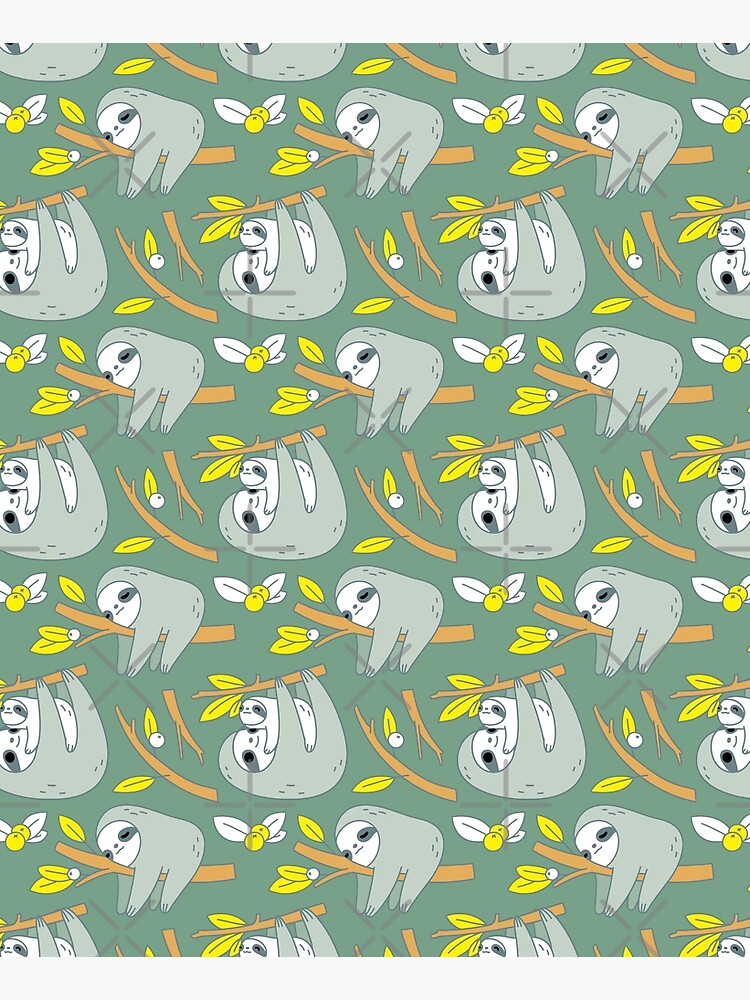 Sloth Pattern in Green by Miri-Noristudio