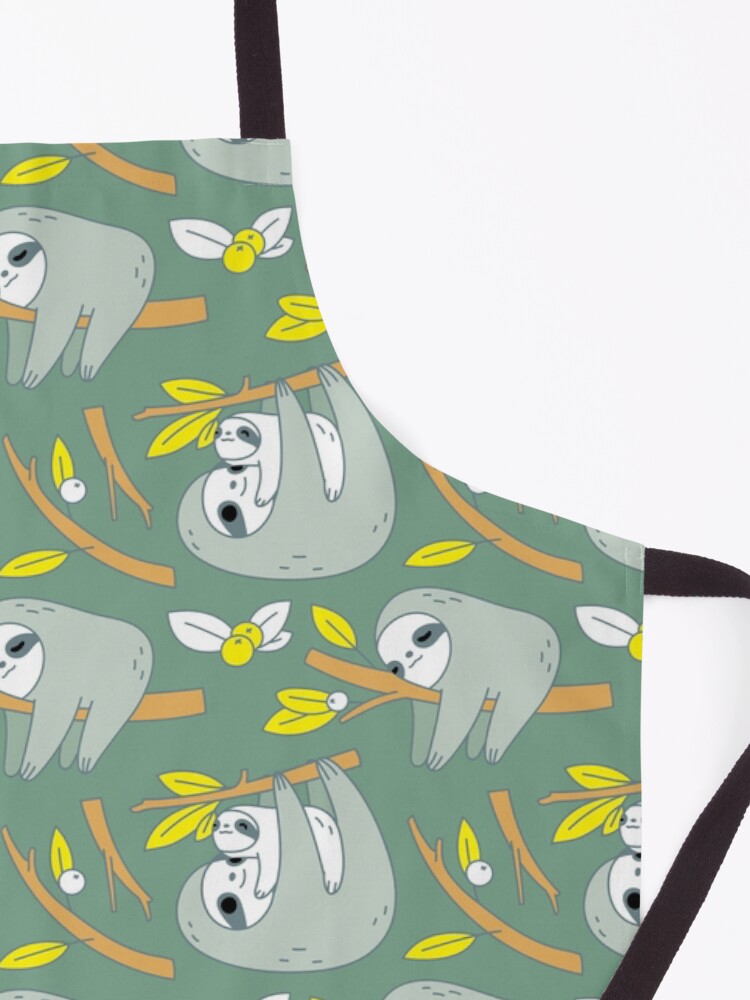 Alternate view of Sloth Pattern in Green Apron