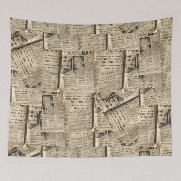 Item preview, Newspaper Print Pattern Armstrong Moon Landing Newspaper designed and sold by ravishdesigns.