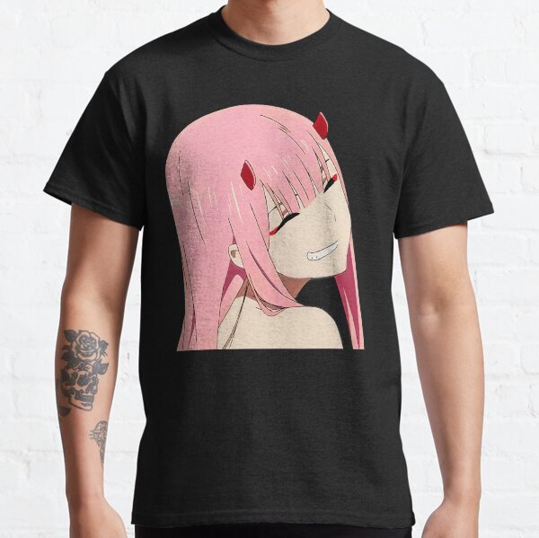 Darling Zero Zero Two cute anime girl, The Partner Killer, Code:002, Nine Iota | Darling in the Franxx, 002 on black background. Classic T-Shirt