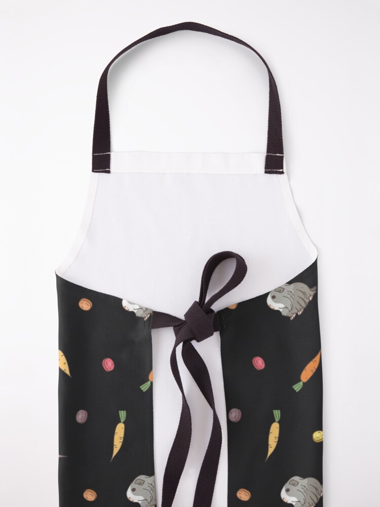 Alternate view of Carrots and Silkie Guinea Pigs Pattern in Black Background Apron