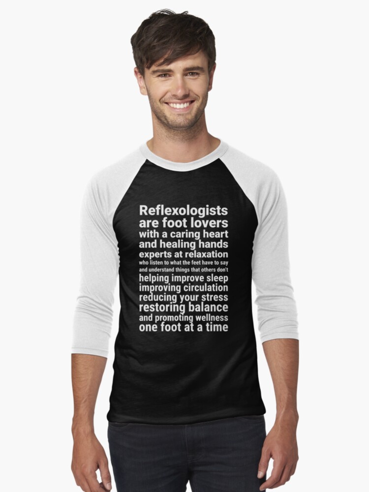 Thumbnail 1 of 3, Baseball ¾ Sleeve T-Shirt, Reflexologists are foot lovers (white) designed and sold by Onpointholistic.