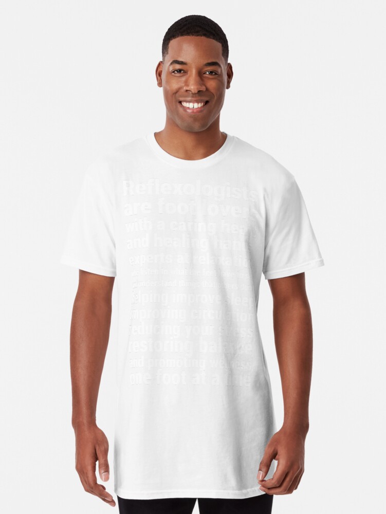 Thumbnail 1 of 5, Long T-Shirt, Reflexologists are foot lovers (white) designed and sold by Onpointholistic.