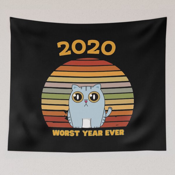 Item preview, 2020 Worst Year Ever Funny Sad Cat Retro Sunset designed and sold by CarpeDiemLife.