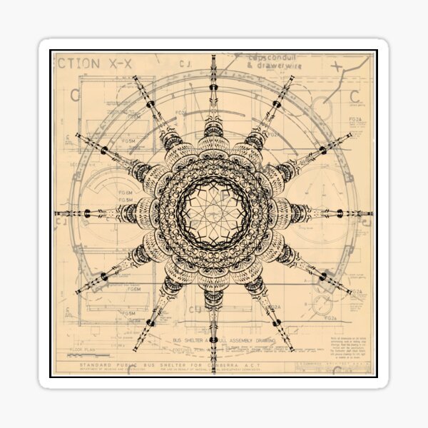Item preview, Canberra Mandala - The Tower and the Bus Shelter designed and sold by Mossrocket.