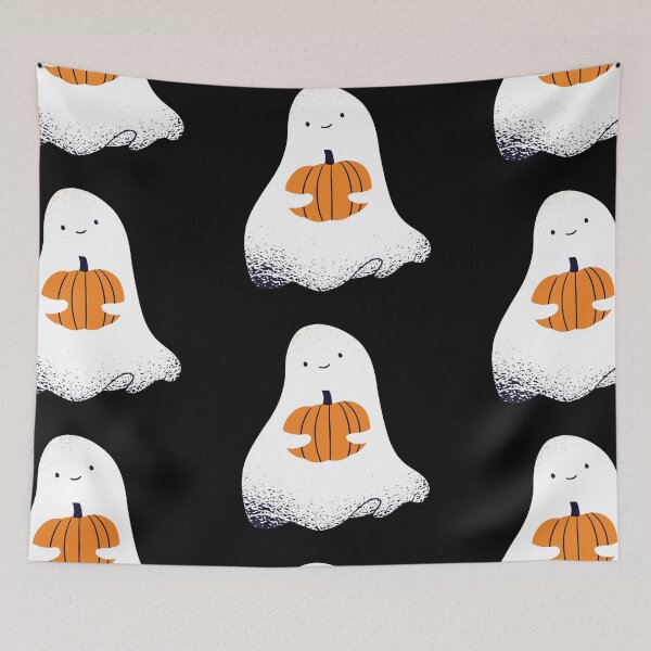 Item preview, Happy Halloween!! Friendly funny ghost with pumpkin designed and sold by AmazingEcraft.