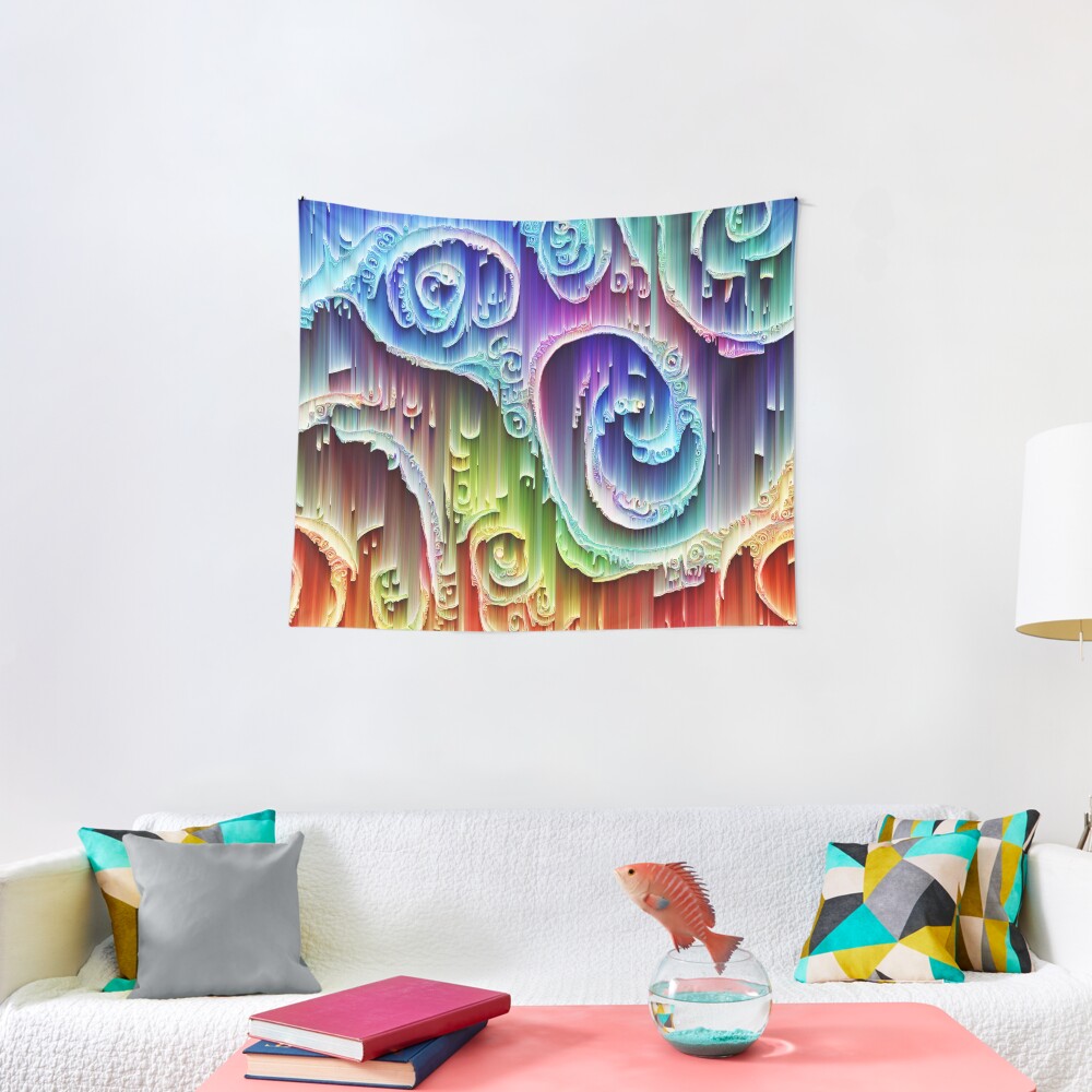 DeepDream Tomato Steelblue 5x5K v9 Tapestry