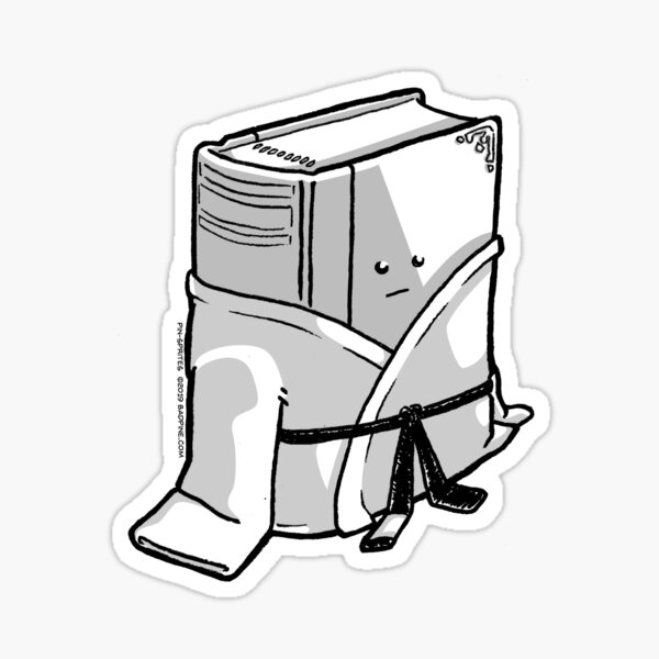 Pin-Sprites - Book in a Gi - Black and White/Face Sticker