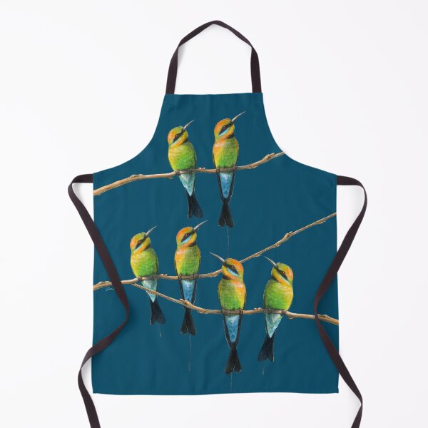 Item preview, Rainbow Bee-Eaters Watercolour Design - Blue Background designed and sold by Nadya Neklioudova.