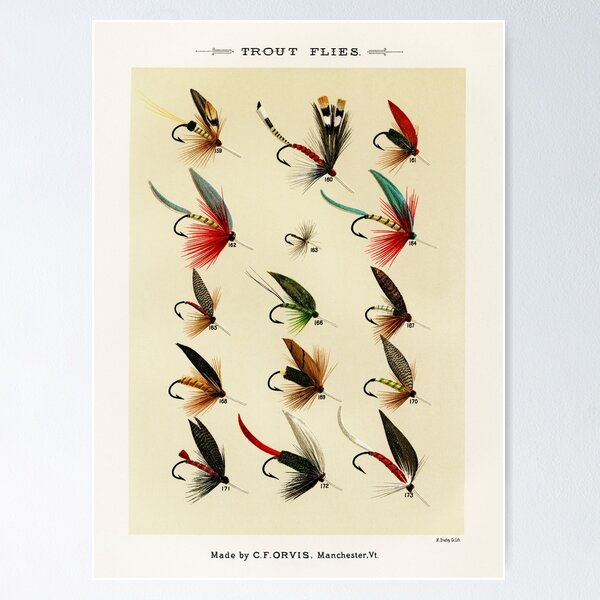 Set of Fly Fishing Art Prints Orvis Salmon Flies Print Set Vintage