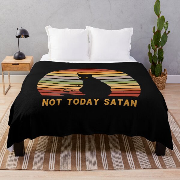 Item preview, Black Cat Retro Sunset Synthwave - Not Today Satan designed and sold by CarpeDiemLife.