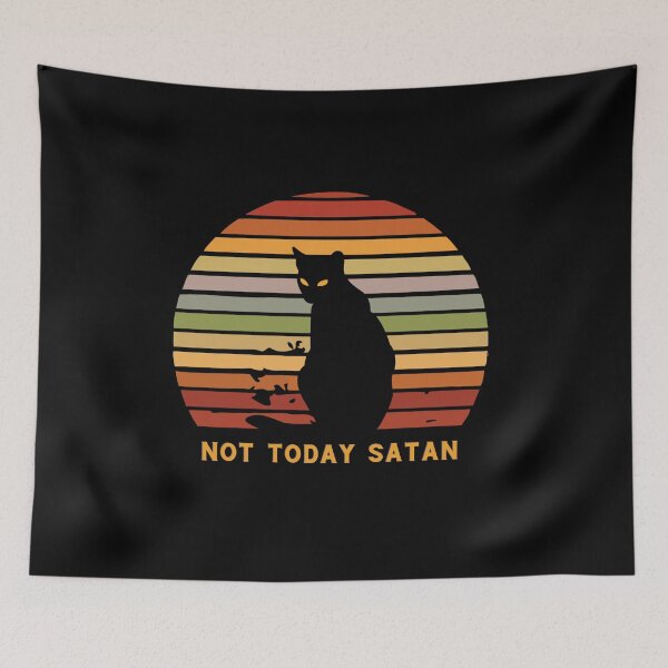 Item preview,  Black Cat Retro Sunset Synthwave - Not Today Satan designed and sold by CarpeDiemLife.