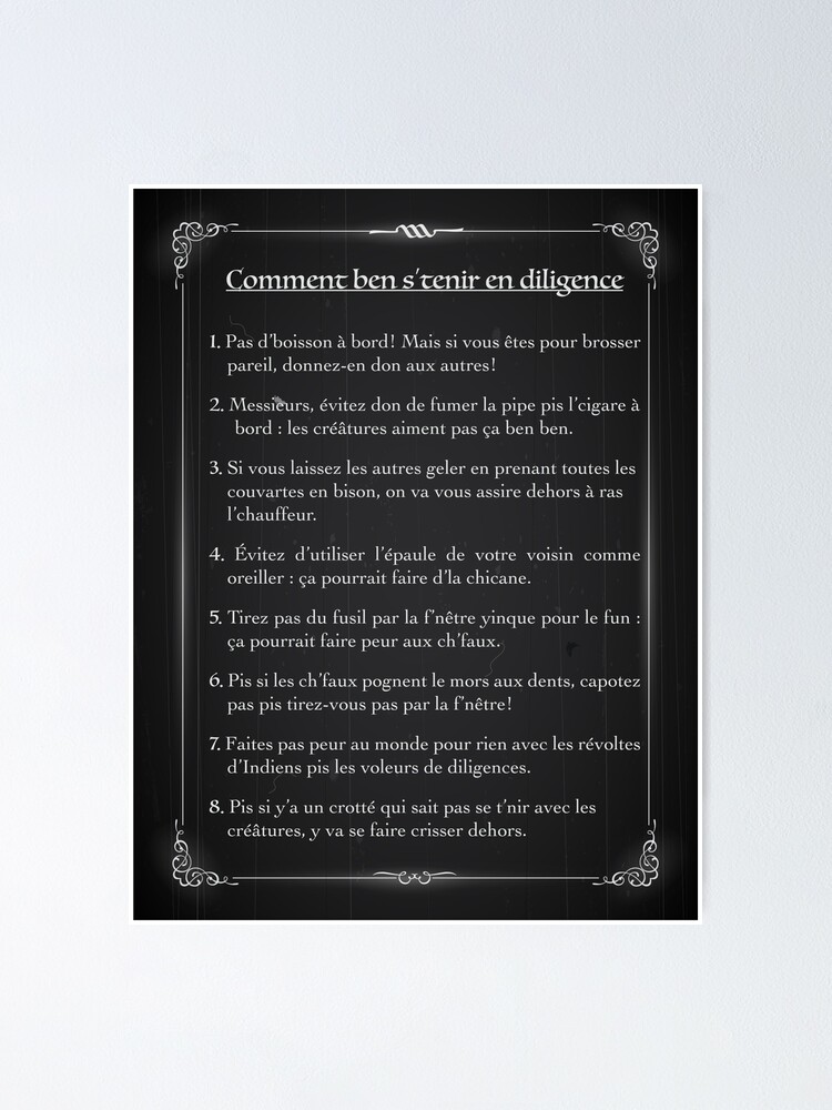 Poster ''Comment ben s'tenir en diligence' : autre vue