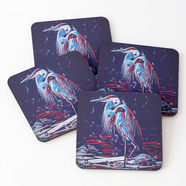 Item preview, Majestic crane standing with turtles in water designed and sold by BubbleCrumbs.
