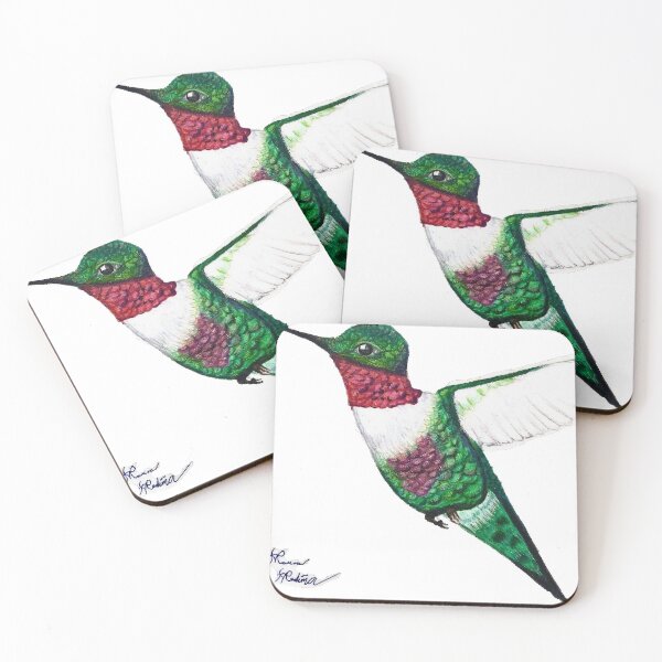 Item preview, hummingbird color pencil art designed and sold by mariamedinart.