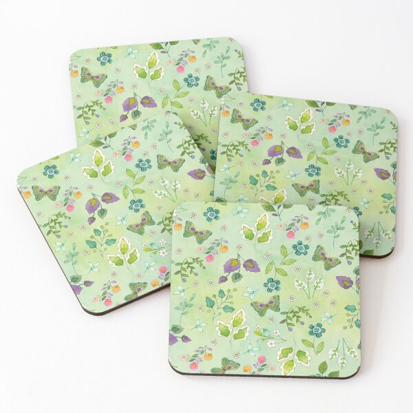 Item preview, Butterfly floral botanical on green   designed and sold by Sue Zipkin.