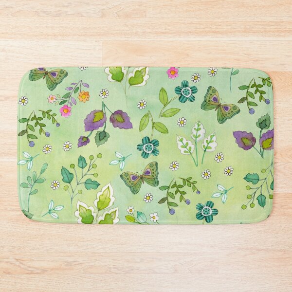 Item preview, Butterfly floral botanical on green   designed and sold by Sue Zipkin.