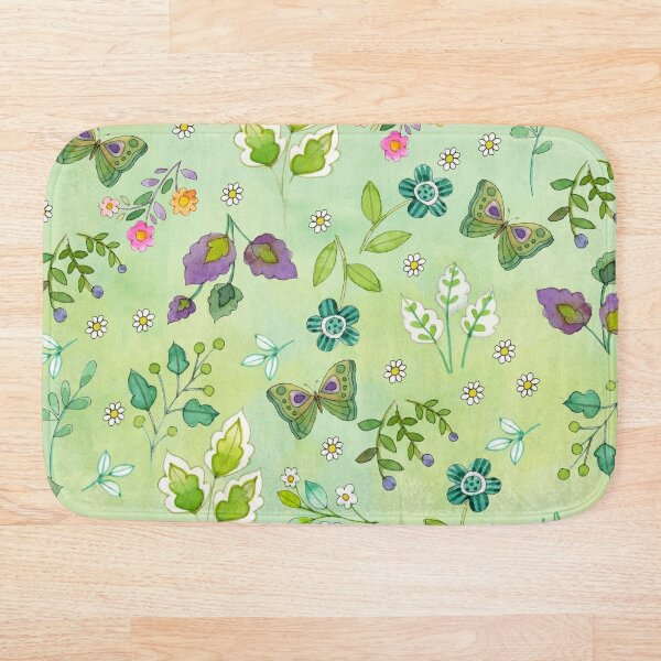 Item preview, Butterfly floral botanical on green   designed and sold by Sue Zipkin.