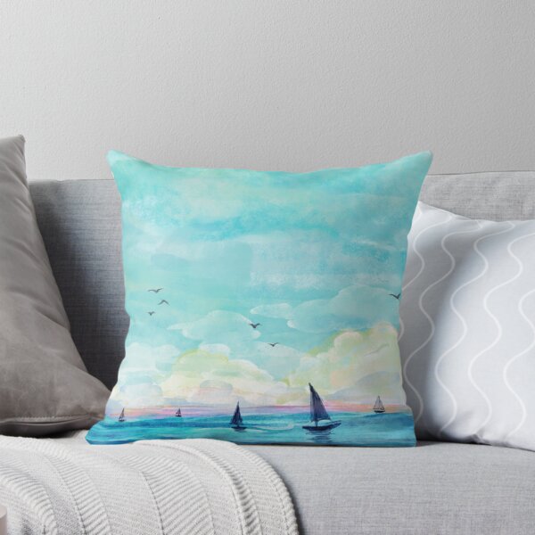 Item preview, Pillow - Watercolor sailing boats designed and sold by della95.