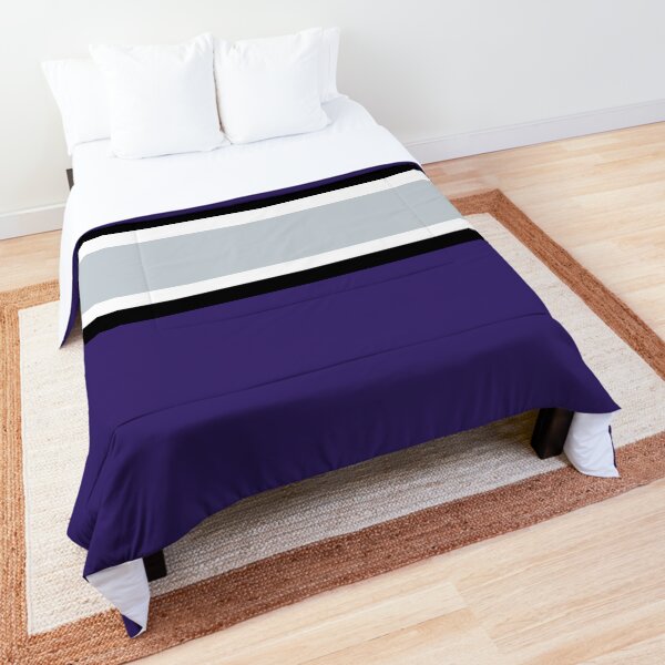Purple, Black, White, & Gray Power Stripe Comforter