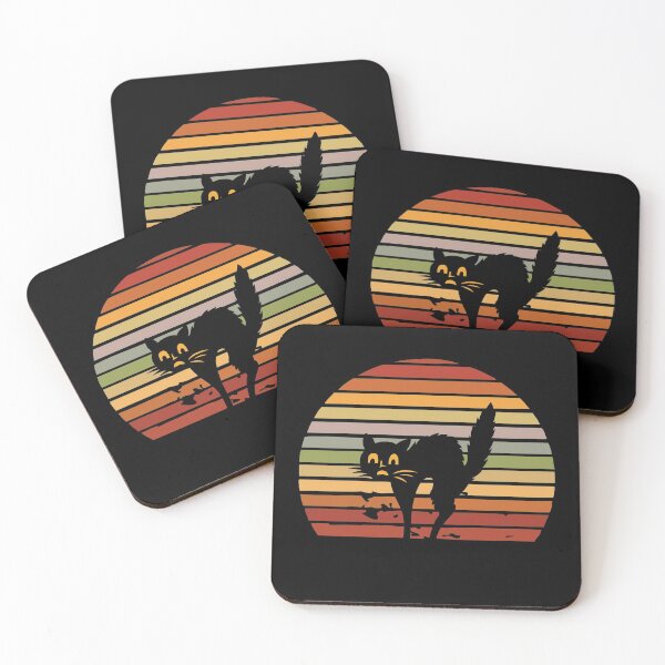 Item preview, Scared Black Cat Retro Sunset Synthwave designed and sold by CarpeDiemLife.