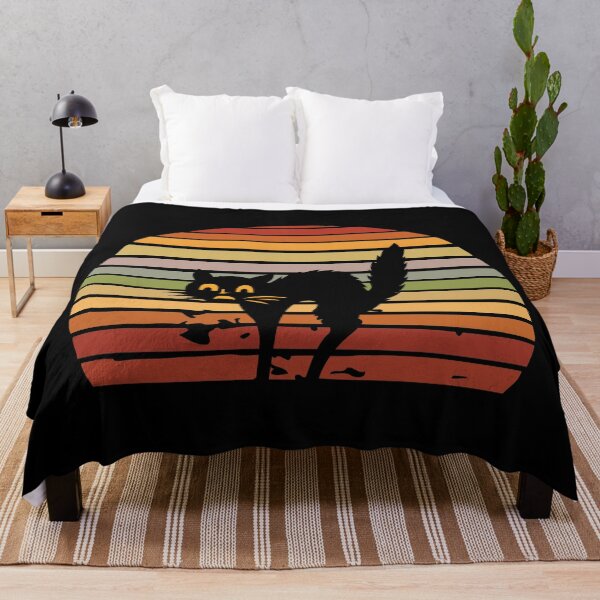 Item preview, Scared Black Cat Retro Sunset Synthwave designed and sold by CarpeDiemLife.
