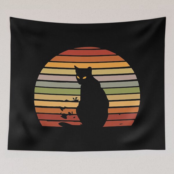 Item preview, Black Cat Retro Sunset Synthwave designed and sold by CarpeDiemLife.