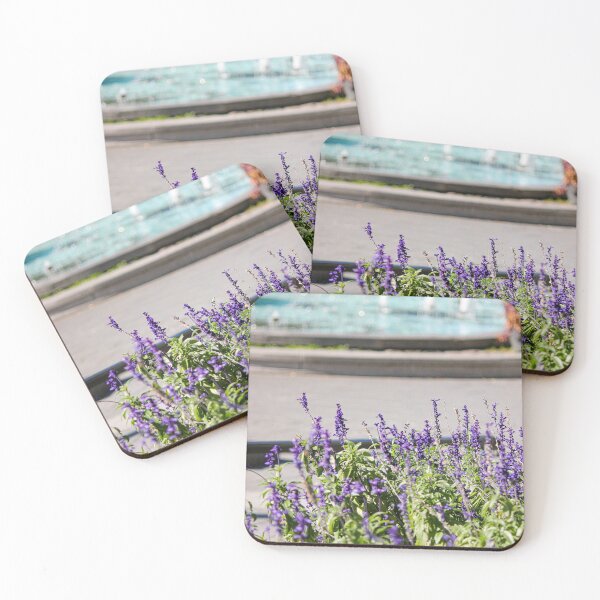 Item preview, Purple flowers by the water fountain designed and sold by stina-bee.