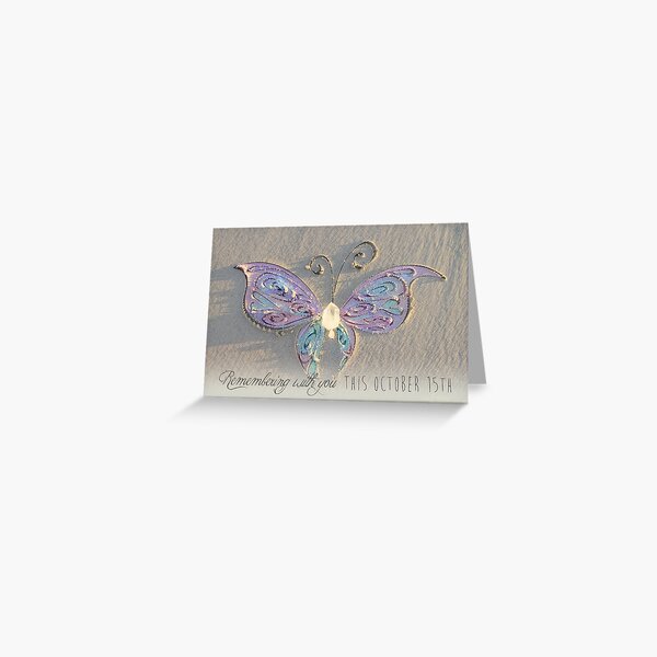 October 15th Butterfly - Girl Greeting Card