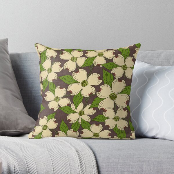 North Carolina Dogwood | Yellow Throw Pillow