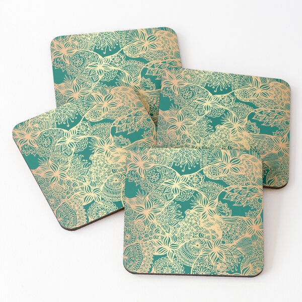 Item preview, Teal Green and Gold Mandala Patterns designed and sold by Julie Erin Designs.