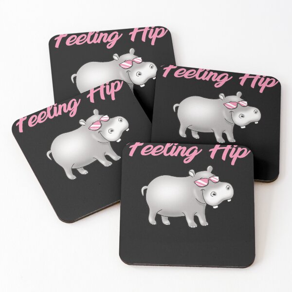 Item preview, Feeling Hip Hippopotamus Hippo pink on black designed and sold by pablomendoza.
