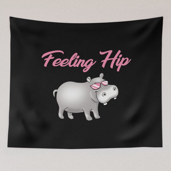 Item preview, Feeling Hip Hippopotamus Hippo pink on black designed and sold by pablomendoza.