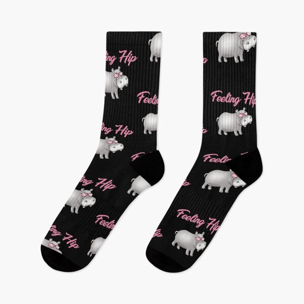 Item preview, Feeling Hip Hippopotamus Hippo pink on black designed and sold by pablomendoza.