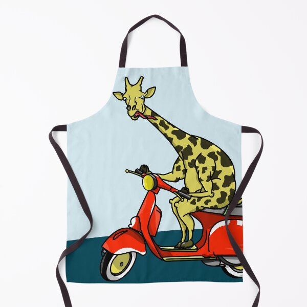 Artikelvorschau, Giraffe, die ein Moped reitet entworfen und verkauft von piedaydesigns.