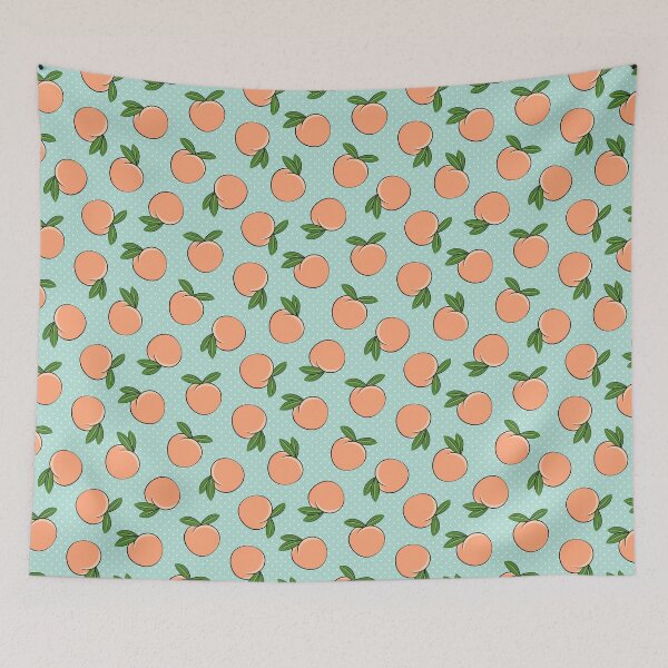 Item preview, Peaches on Teal Polka Dots designed and sold by littlearrow.