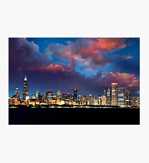 Chicago Skyline Sunset Photographic Print