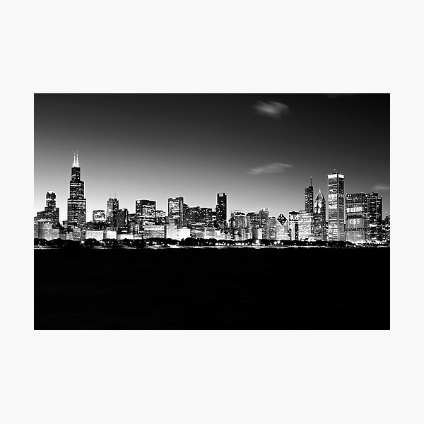 "B&W Chicago Skyline" Photographic Print For Sale By Vidin2005 | Redbubble