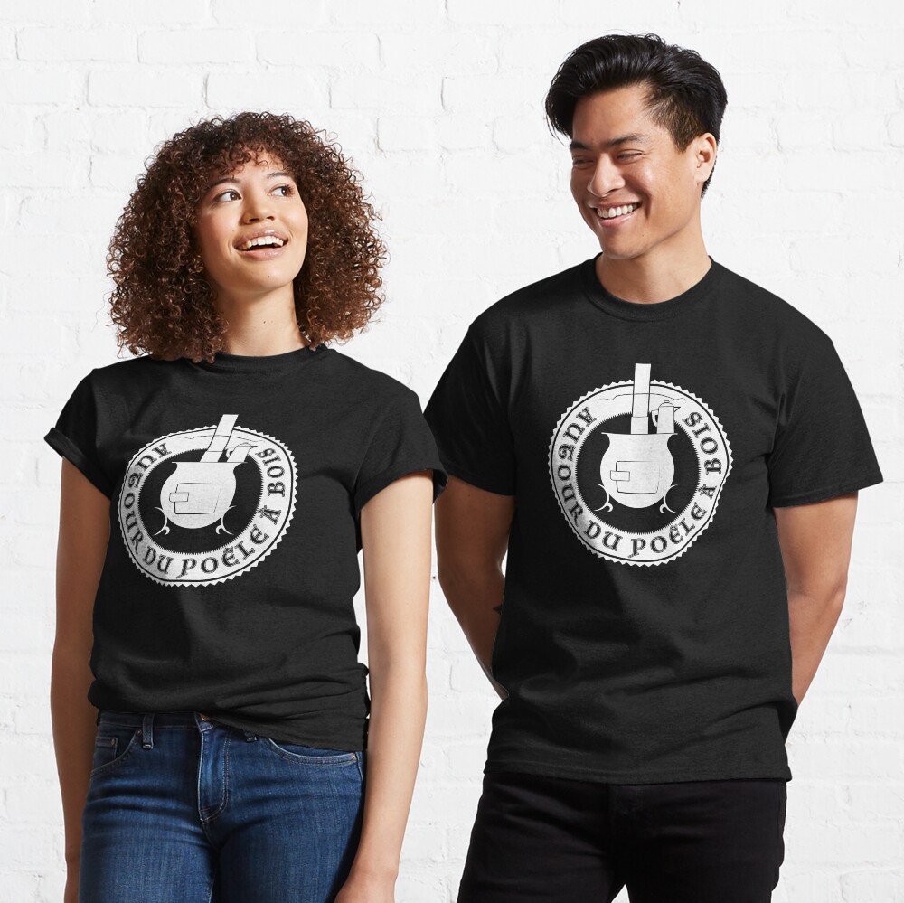 T-shirt classique « Logo Autour du poêle à bois (blanc)»