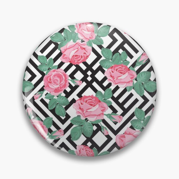 Artikelvorschau, Rosa Rosen mit geometrischem Schwarzweiss-Muster entworfen und verkauft von smARTwork.